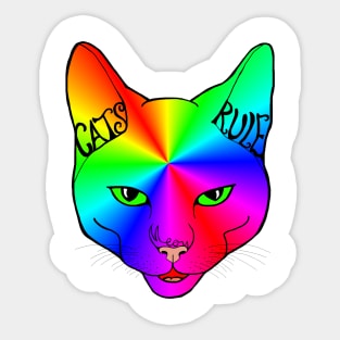 Cats Rule Rainbow Meow Sticker